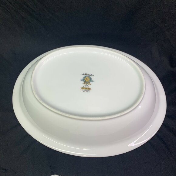 Noritake RICHMOND 6124 White Decor On Gold Band Smooth Rimmed Oval Serving Bowl - Picture 5 of 7